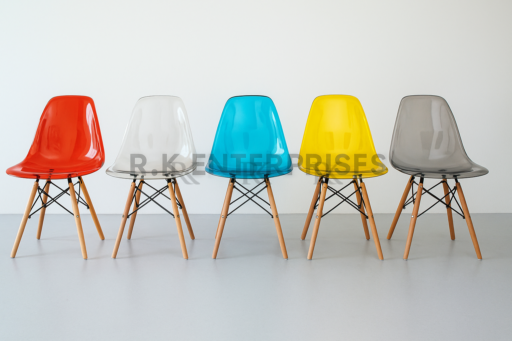 RK-DC204Cassa Eames Glass Transparent Dining/Study Chair with Wood Leg (Kerusi Gelas/Lutsinar) - Image 4