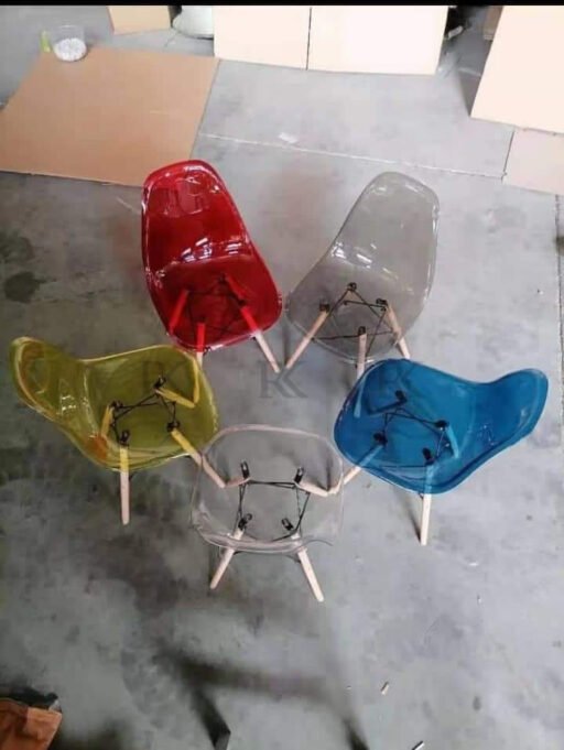 RK-DC204Cassa Eames Glass Transparent Dining/Study Chair with Wood Leg (Kerusi Gelas/Lutsinar) - Image 2