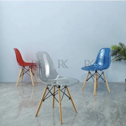 RK-DC204Cassa Eames Glass Transparent Dining/Study Chair with Wood Leg (Kerusi Gelas/Lutsinar) - Image 3