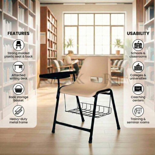Model B-204-SB – Study Chair with Writing Pad & Book Rack - Image 5