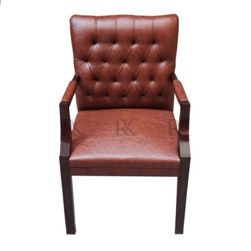 RK-VC352 Classic Wooden Frame Leather Chair - Image 3
