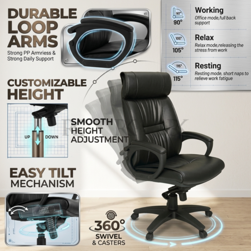 RK-BC-517 Black Executive Boss Office Chair - Image 4