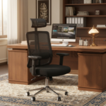 RK-1727-F – High Back Mesh Executive Revolving Chair | Adjustable Headrest & Chrome Base