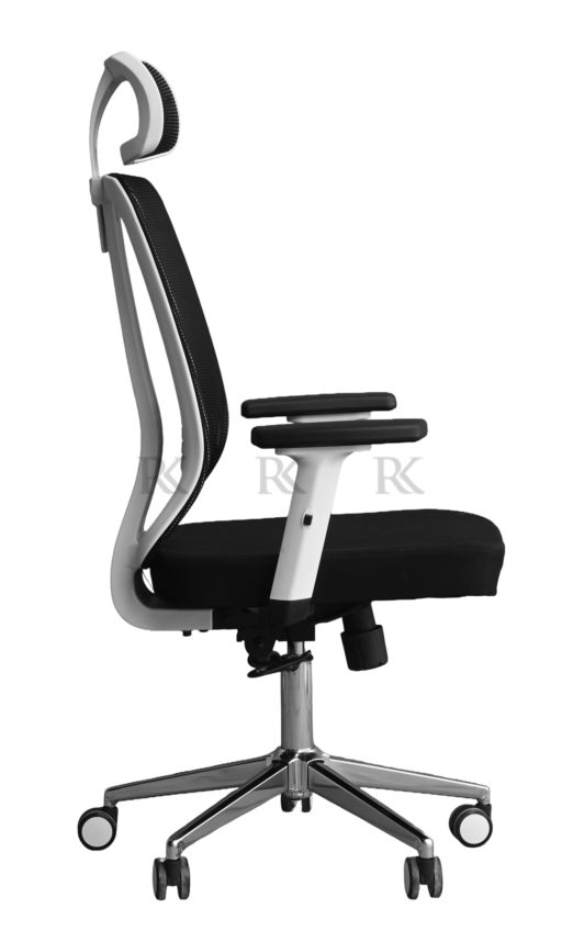 RK-1727-F – High Back Mesh Executive Revolving Chair | Adjustable Headrest & Chrome Base - Image 4
