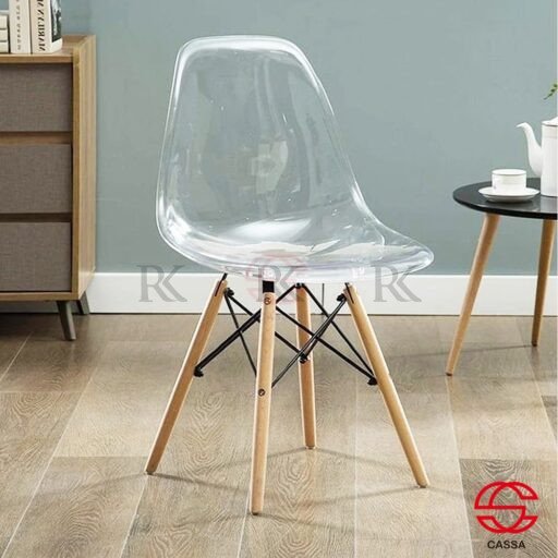 RK-DC204Cassa Eames Glass Transparent Dining/Study Chair with Wood Leg (Kerusi Gelas/Lutsinar) - Image 9