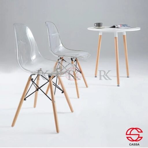 RK-DC204Cassa Eames Glass Transparent Dining/Study Chair with Wood Leg (Kerusi Gelas/Lutsinar) - Image 8
