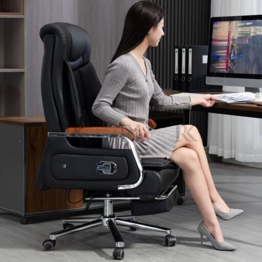 RK-B8216 – Premium Reclining Leather Boss Chair with Footrest - Image 4