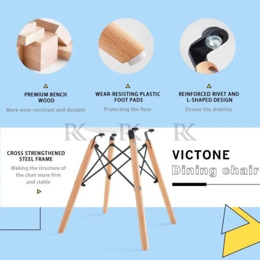 RK-DC-212 Modern Dining Chair – Stylish Molded Plastic Chair with Wooden Legs - Image 3