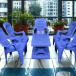 RK-BP-335 Mughal-e-Azam High Back Plastic Chair Set with Double Shelf Table