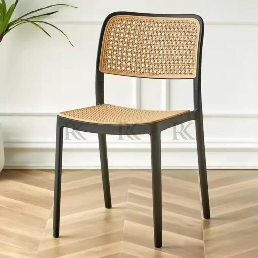 RK-DNC28 Modern Rattan-Style Plastic Dining Chair – Imported Ventilated Plastic Dining Chair - Image 5