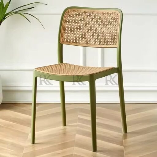 RK-DNC28 Modern Rattan-Style Plastic Dining Chair – Imported Ventilated Plastic Dining Chair - Image 4